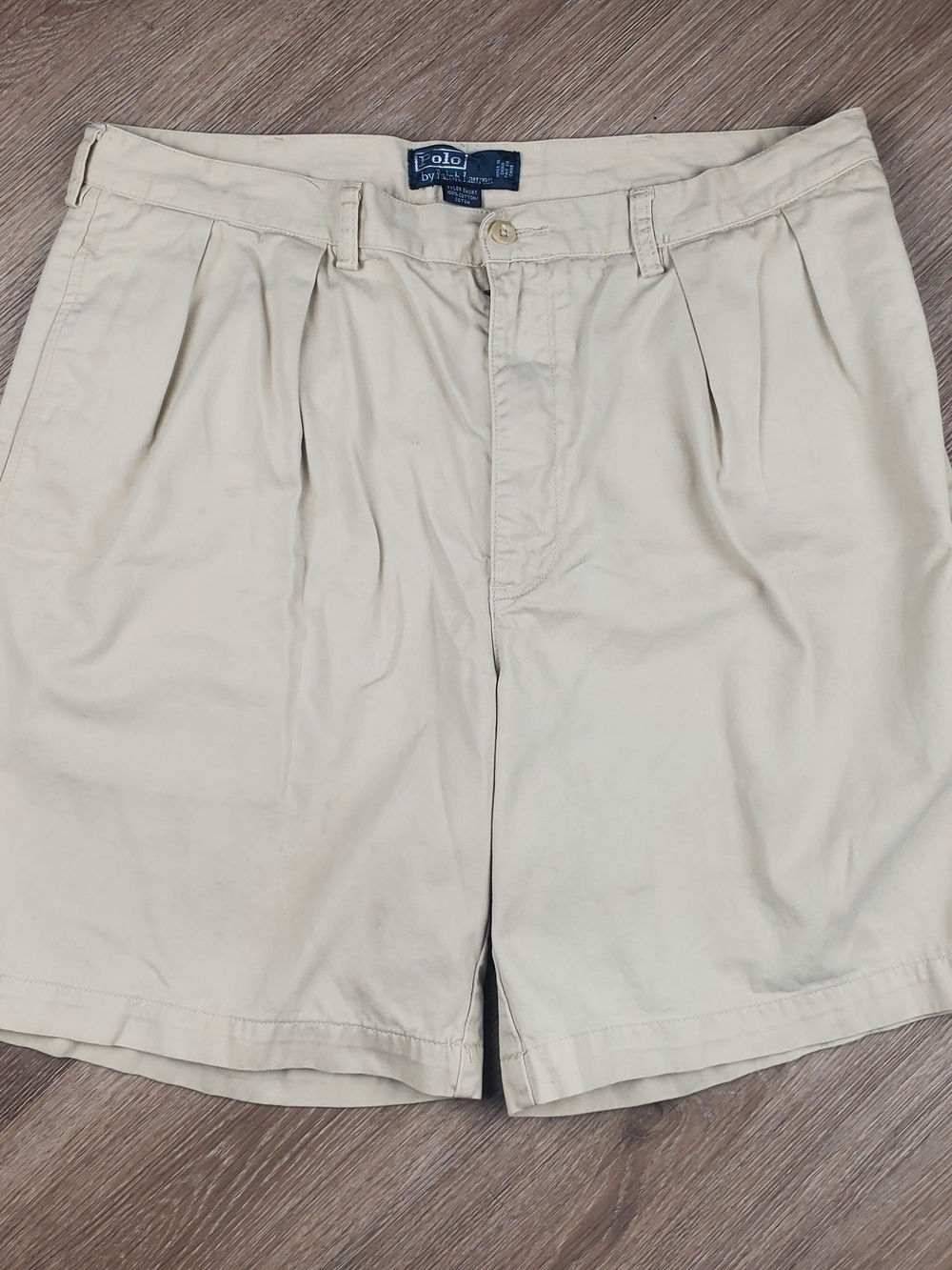 Vintage Polo Ralph Lauren Tyler Shorts Men's 38 Beige Khaki Pleated Chino